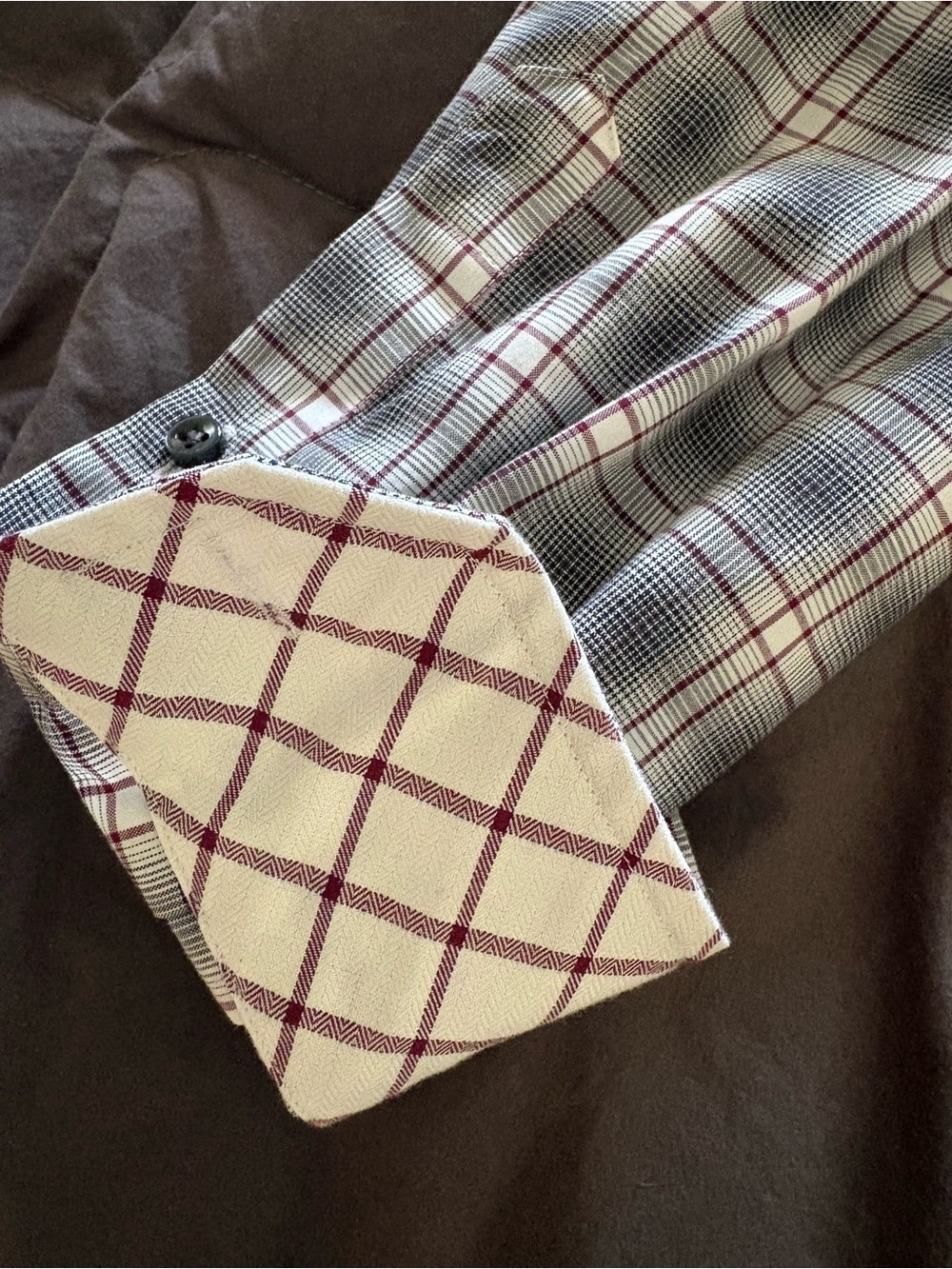 Egara Men’s Beige Plaid Button Up Dress Shirts (2) - Picture 6 of 7